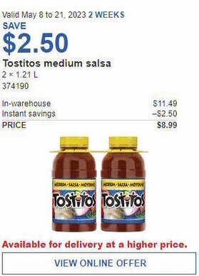 Costco Tostitos medium salsa offer