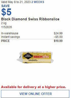 Costco Black Diamond Swiss Ribbonslice offer