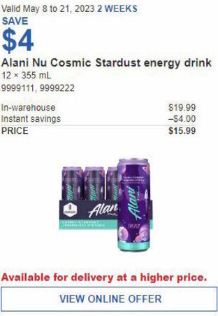 Costco Alani Nu Cosmic Stardust energy drink offer