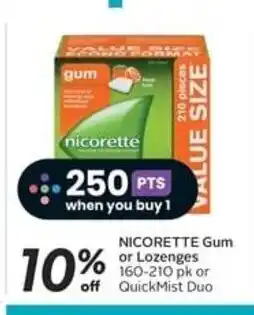 Sobeys NICORETTE Gum or Lozenges 160-210 pk or off QuickMist Duo offer