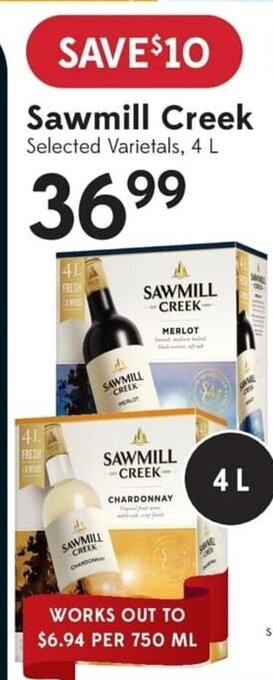 Sobeys Sawmill Creek Selected Varietals, 4 L offer