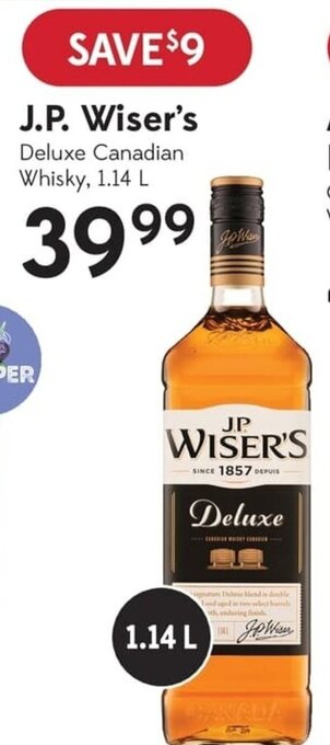 Sobeys J.P. Wiser's Deluxe Canadian Whisky, 1.14 L offer
