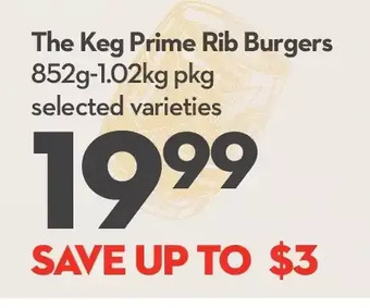 Longo's The keg prime rib burgers offer