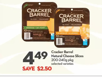 Longo's Cracker barrel natural cheese slices offer