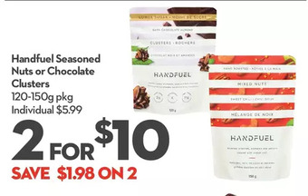 Longo's Handfuel seasoned nuts or chocolate clusters offer