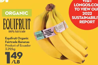 Longo's Equifruit organic fairtrade bananas offer
