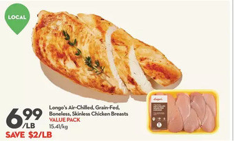 Longo's Longo's air-chilled, grain-fed, boneless, skinless chicken breasts offer