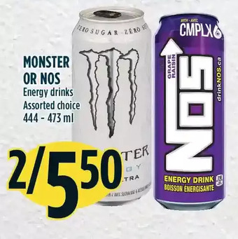 Marché Adonis Monster or nos energy drinks offer