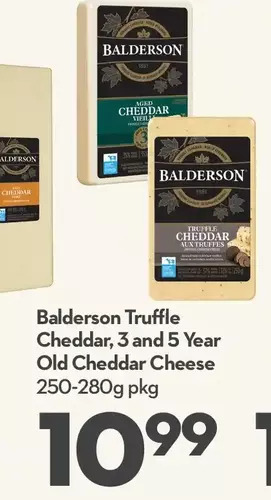 Longo's Balderson truffle cheddar, 3 and 5 year old cheddar cheese offer