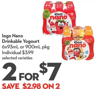 Longo's Iögo nanö drinkable yogourt offer