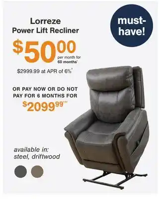 Ashley Furniture Lorreze power lift recliner offer