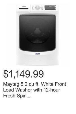 Costco Maytag 5.2 cu ft. white front load washer with 12-hour fresh spin option offer