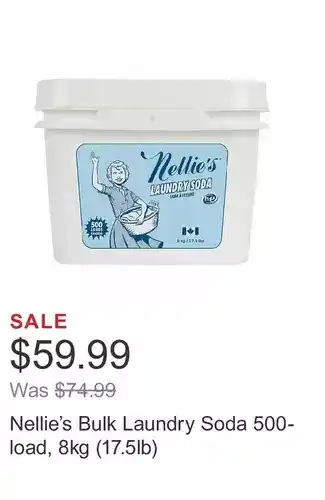 Costco Nellie’s bulk laundry soda 500-load, 8kg (17.5lb) offer