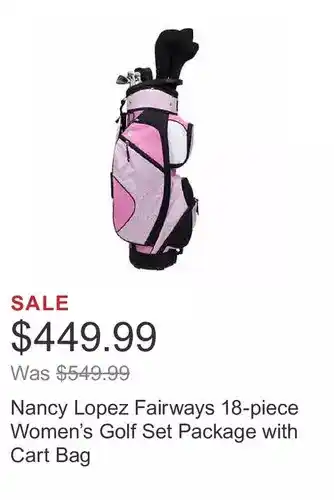 Costco Nancy lopez fairways 18-piece women’s golf set package with cart bag offer