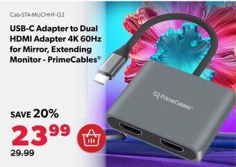 Shopper+ Usb-c adapter to dual hdmi adapter 4k 60hz for mirror, extending monitor - primecables offer