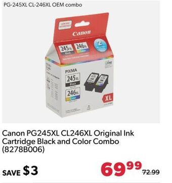 Shopper+ Canon pg245xl cl246xl original ink cartridge black and color combo (8278b006) offer