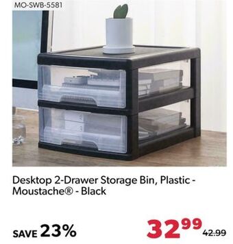 Shopper+ Desktop 2-drawer storage bin, plastic - moustache - black offer