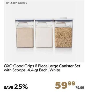 Shopper+ Oxo good grips 6 piece large canister set with scoops, 4.4 qt each, white offer
