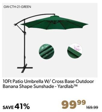 Shopper+ 10ft patio umbrella w/ cross base outdoor banana shape sunshade - yardlab offer