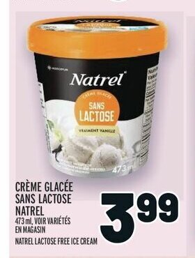 Metro CRÈME GLACÉE SANS LACTOSE NATREL 473 ml offer