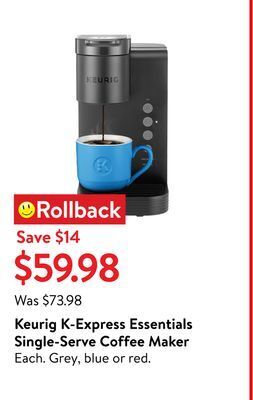 Walmart Keurig k-express essentials single-serve coffee maker offer