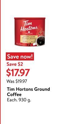 Walmart Tim hortons ground coffee offer