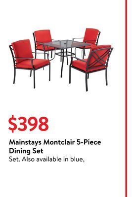 Walmart Mainstays montclair 5-piece dining set offer