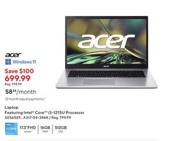 Staples Acer laptop offer