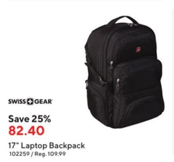 Staples Swiss gear 17 laptop backpack offer