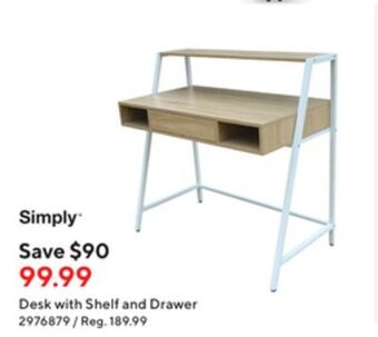 Staples Simply desk with shelf and drawer offer