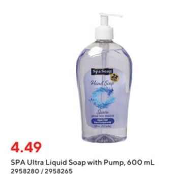 Staples Spa soap spa ultra liquid soap with pump, 600 ml offer