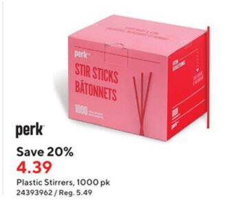 Staples Perk plastic stirrers offer