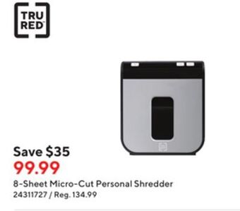 Staples Tru red 8-sheet micro-cut personal shredder offer