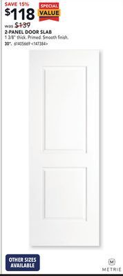 Lowe's Metrie 2-panel door slabs 30 offer