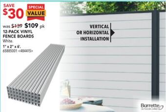 Lowe's Barrette 12-pack vinyl fence boards 1 x 2 x 6 offer