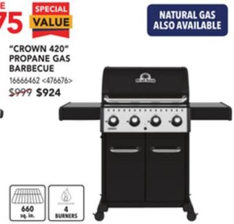 Lowe's Broil king crown 420 propane gas barbecue offer