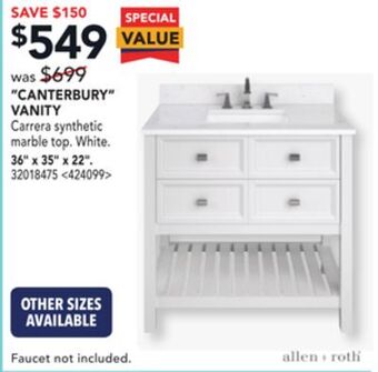 Lowe's Allen + roth canterbury vanity, 36 x 35 x 22 offer