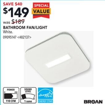 Lowe's Broan bathroom fan/light offer