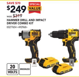 Lowe's Dewalt hammer drill and impact driver combo kit offer