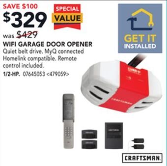 Lowe's Craftsman wifi garage door opener offer