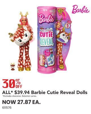 Toys R us Barbie cutie reveal dolls offer