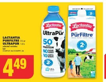 No Frills Lactantia purfiltre, 2 l or ultrapur, 1.5 l offer