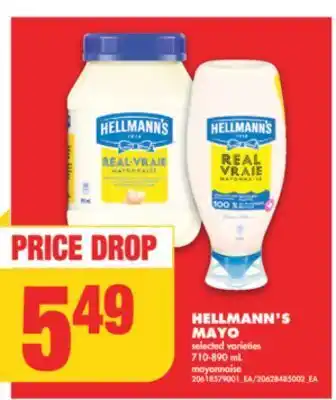 No Frills Hellmann's mayo, 710-890 ml offer