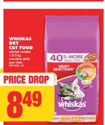 No Frills Whiskas dry cat food, 1.5/2 kg offer