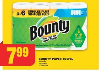 No Frills Bounty paper towel, 4=6 rolls offer