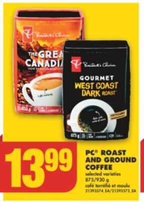 No Frills Pc® roast and ground coffee, 875/930 g offer