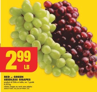 No Frills Red or green seedless grapes offer