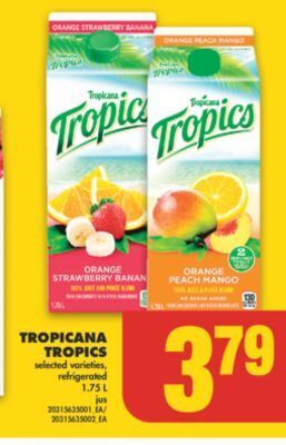 No Frills Tropicana tropics, 1.75 l offer