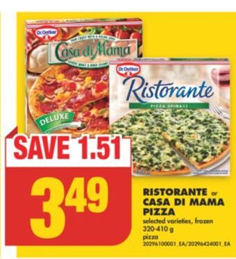 No Frills Ristorante or casa di mama pizza, 320-410 g offer