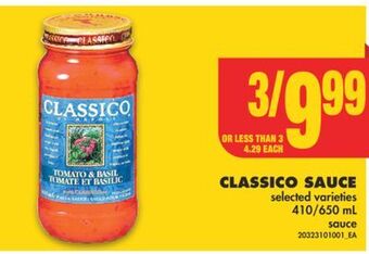No Frills Classico sauce, 410/650 ml offer